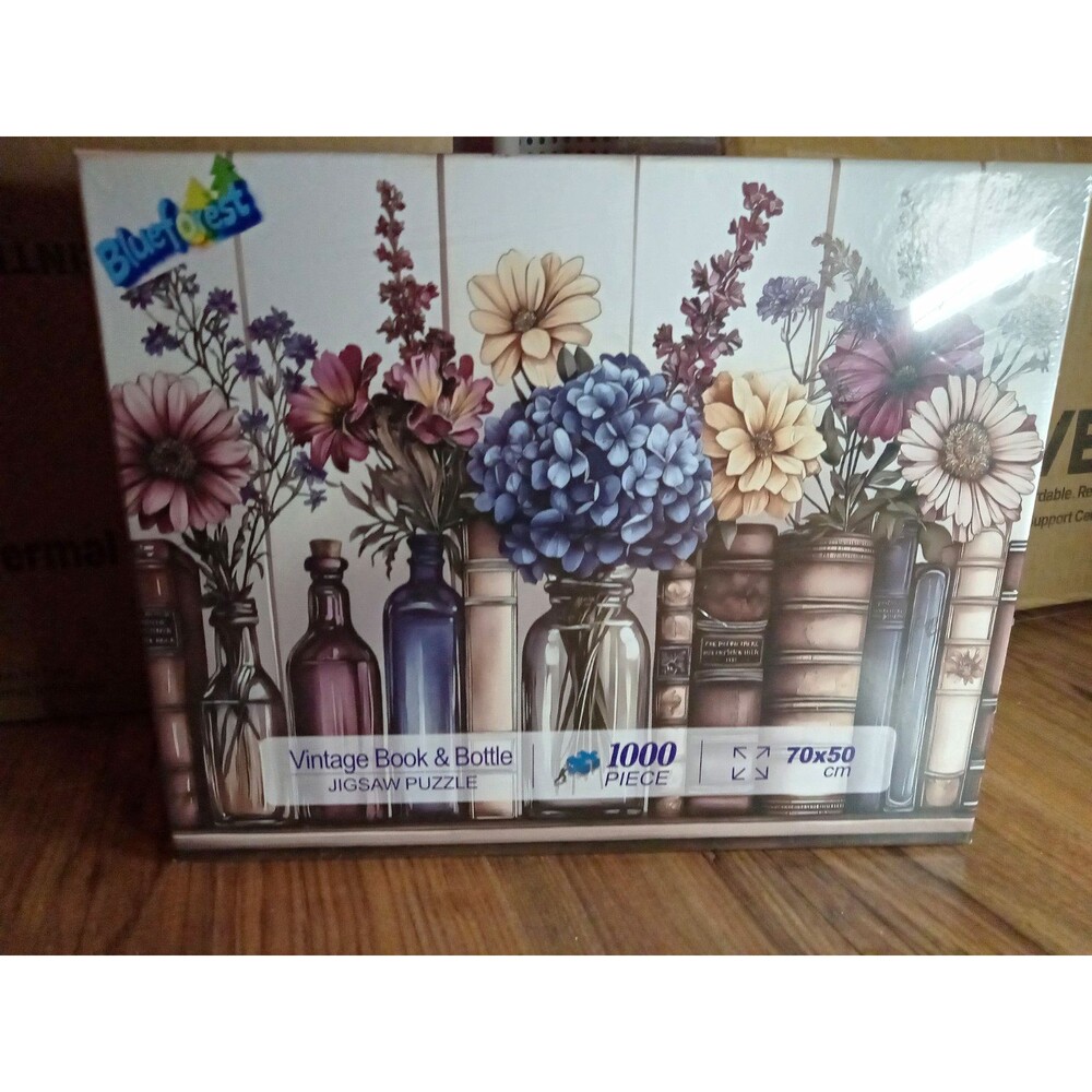 Blueforest Puzzle Vintage Book & Bottle 1000pc Jigsaw Puzzle Letters Back 27x19"